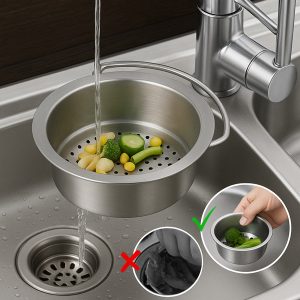 Nõrutuskorv, mis filtreerib ja hoiab hõlpsasti | EVOSINK